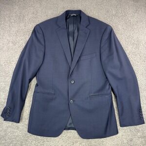Saks Fifth Avenue Mens 40S Trim Fit 100% Wool Suit Jacket Navy Blue Blazer 40C